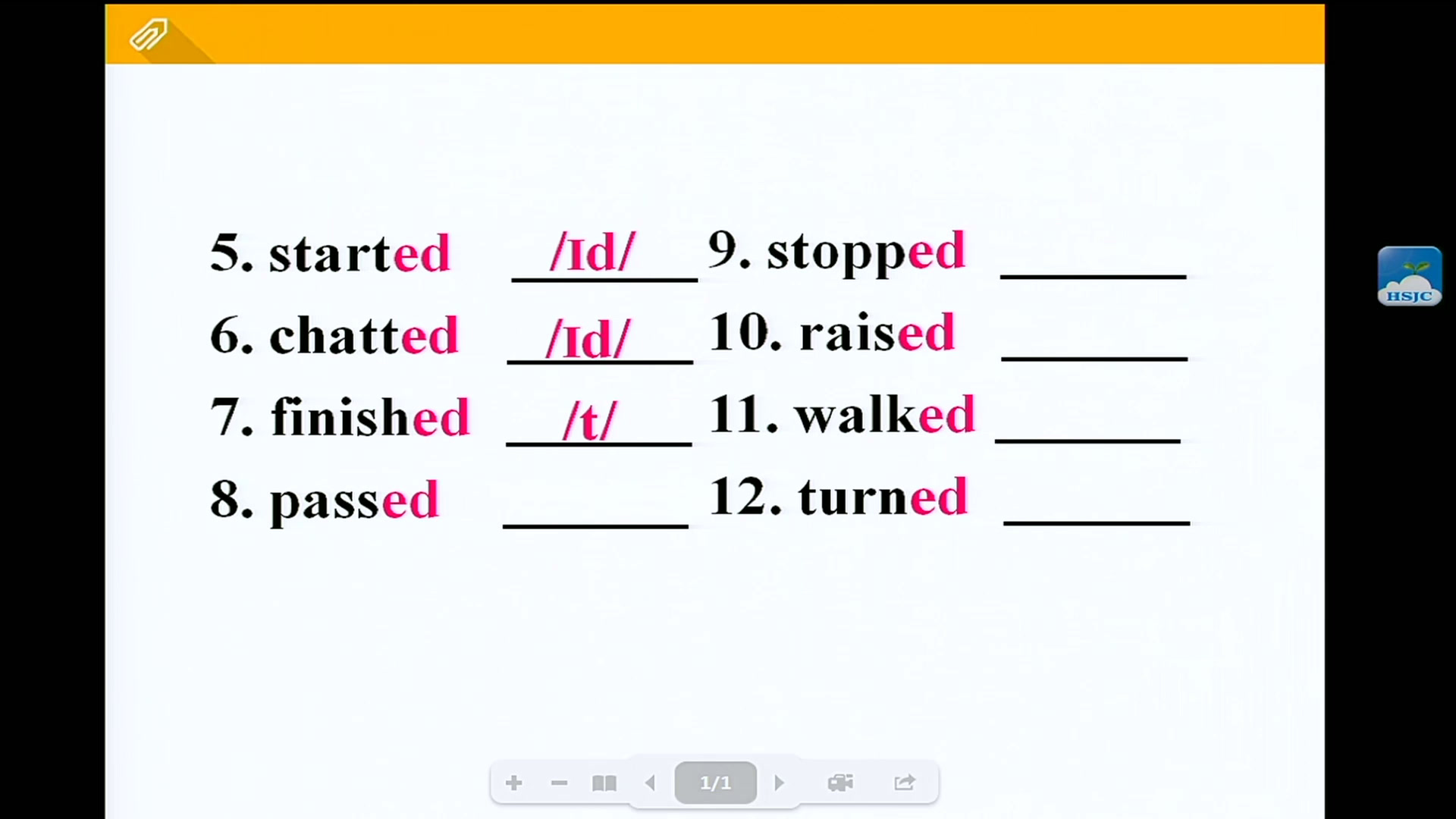 牛津译林版英语七下《Study skills：Pronouncing the -ed ending》江苏孙老师-市一等奖